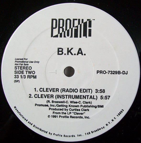 B.K.A. : Clever (12", Promo)