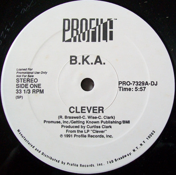 B.K.A. : Clever (12", Promo)