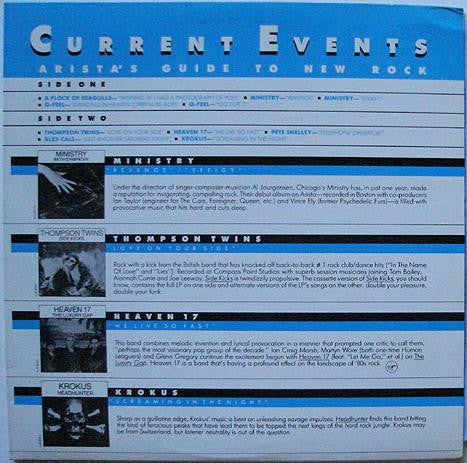 Various : Current Events - Arista's Guide To New Rock (LP, Comp, Promo)