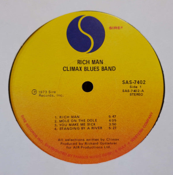 Climax Blues Band : Rich Man (LP, Album, Scr)