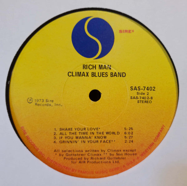 Climax Blues Band : Rich Man (LP, Album, Scr)