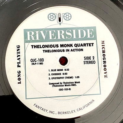 The Thelonious Monk Quartet With Johnny Griffin : Thelonious In Action (LP, Album, RE)