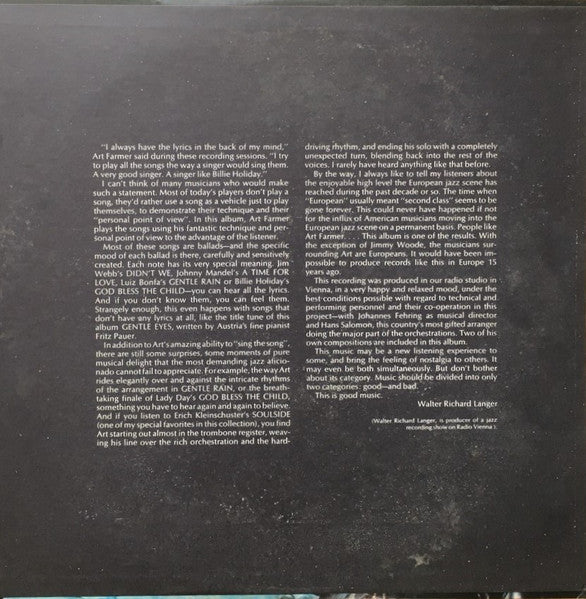 Art Farmer : Gentle Eyes (LP, Album, Promo)