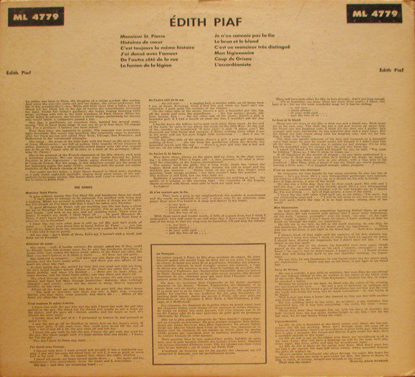 Edith Piaf : Édith Piaf (LP, Album, RP)