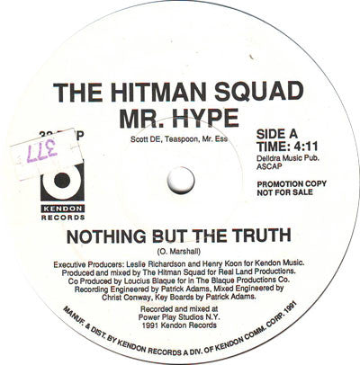 The Hitman Squad : Nothing But The Truth / Rhoda (12", Promo)
