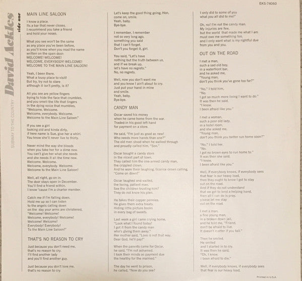 David Ackles : Subway To The Country (LP, Album, Pit)