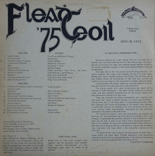 Various : Fleadh Ceoil Na H-Eireann `75 (LP, Album)