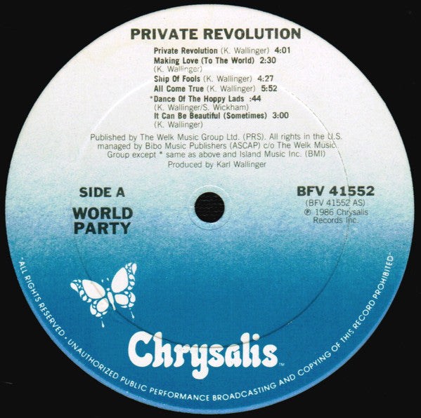 World Party : Private Revolution (LP, Album, Car)