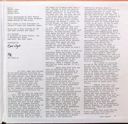 Chet Baker : She Was Too Good To Me (LP, Album, Gat)