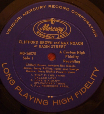 Clifford Brown And Max Roach : At Basin Street (LP, Album, Mono, RE, Dee)