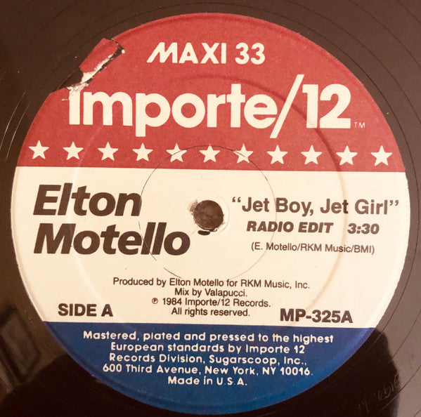 Elton Motello : Jet Boy, Jet Girl (12", Maxi)