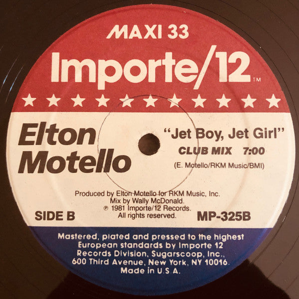Elton Motello : Jet Boy, Jet Girl (12", Maxi)