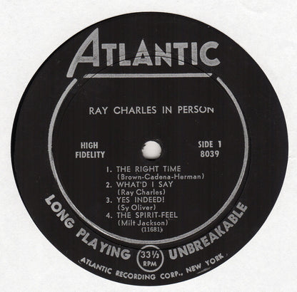 Ray Charles : Ray Charles In Person (LP, Album, Mono)