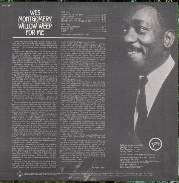 Wes Montgomery : Willow Weep For Me (LP, Album, MGM)