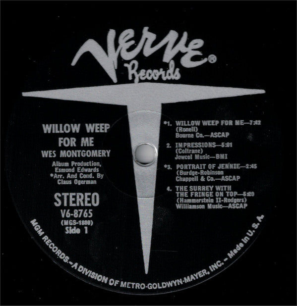 Wes Montgomery : Willow Weep For Me (LP, Album, MGM)