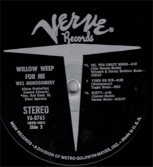Wes Montgomery : Willow Weep For Me (LP, Album, MGM)