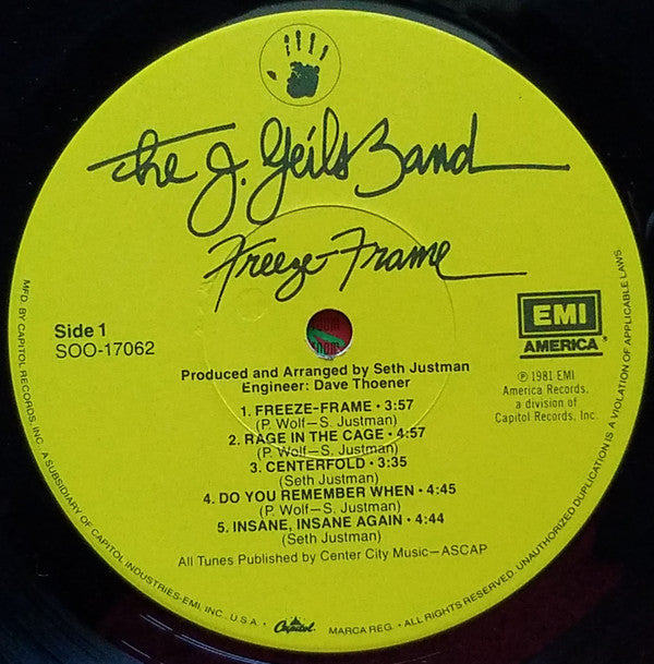 The J. Geils Band : Freeze-Frame (LP, Album, Los)