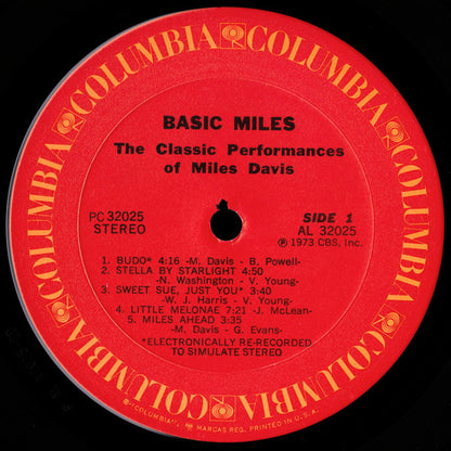 Miles Davis : Basic Miles - The Classic Performances Of Miles Davis (LP, Comp)