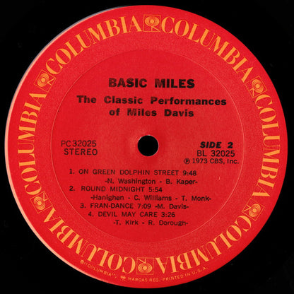 Miles Davis : Basic Miles - The Classic Performances Of Miles Davis (LP, Comp)