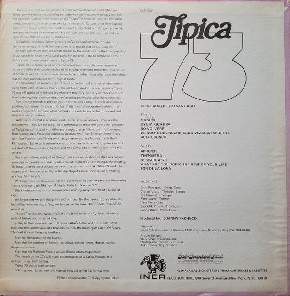 Tipica 73 : Tipica '73 (LP, Album, Son)