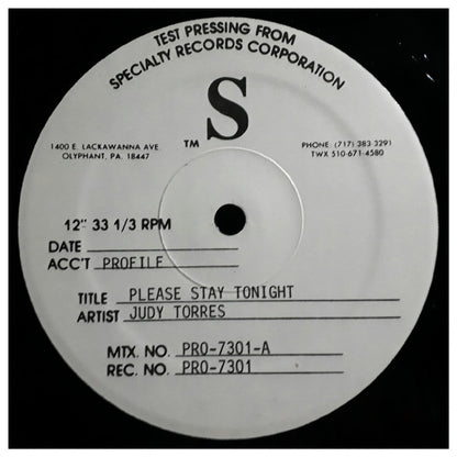 Judy Torres : Please Stay Tonight (12", TP)