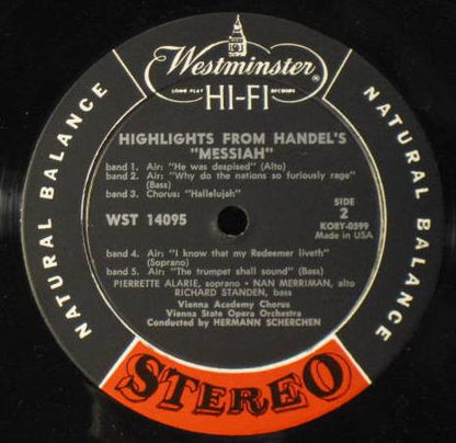 Georg Friedrich Händel - Hermann Scherchen Conducting The Orchester Der Wiener Staatsoper, Wiener Akademie Kammerchor, Pierrette Alarie, Nan Merriman, Leopold Simoneau, Richard Standen : Highlights From Handel Messiah (LP, Comp)
