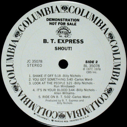 B.T. Express : Shout! (Shout It Out) (LP, Album, Promo)