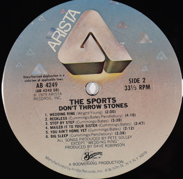 The Sports : Don't Throw Stones (LP, Album, San)