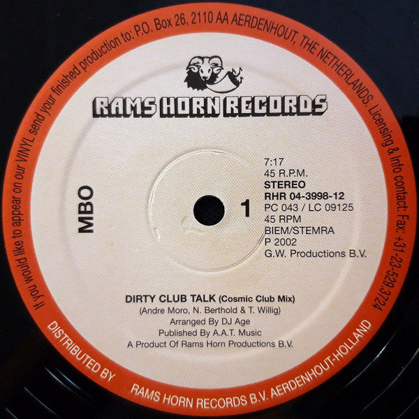 MBO (5) : Dirty Club Talk (12")