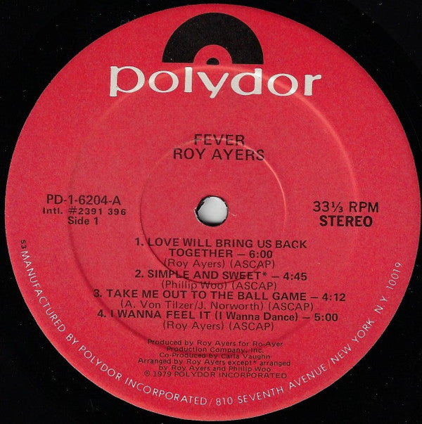 Roy Ayers : Fever (LP, Album, 53 )