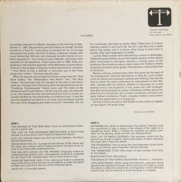 Leo Kottke : 6- And 12-String Guitar (LP, Album, RE)