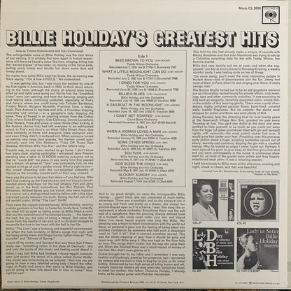 Billie Holiday : Billie Holiday’s Greatest Hits (LP, Comp, Mono, RE)