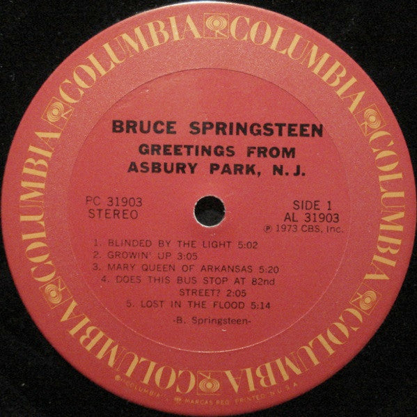 Bruce Springsteen : Greetings From Asbury Park, N.J. (LP, Album, RE)
