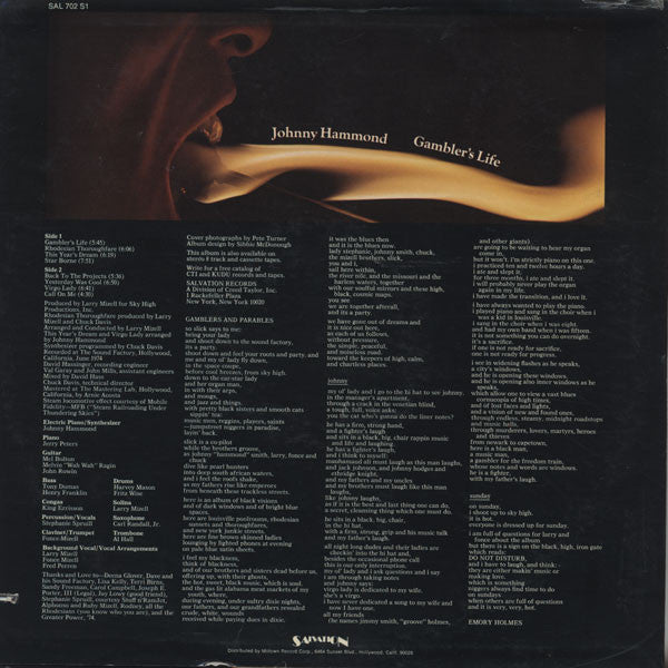 Johnny Hammond : Gambler's Life (LP, Album)