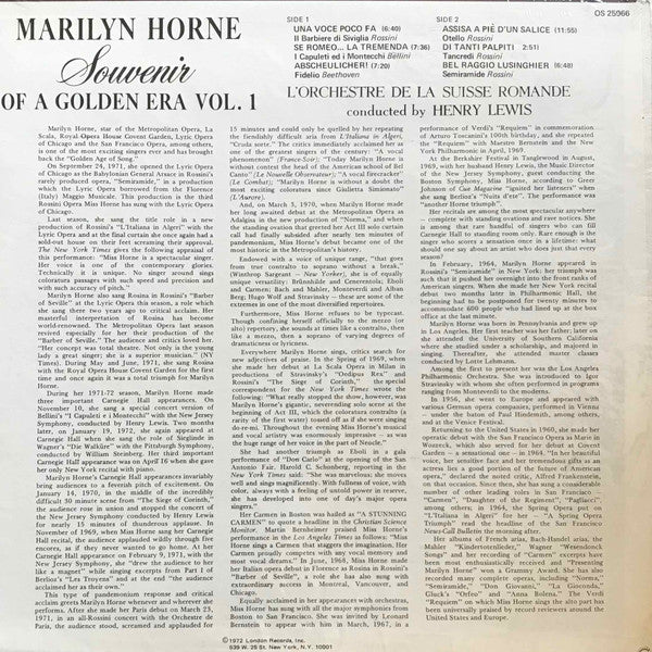 Marilyn Horne : Souvenir of a Golden Era Vol. 1 (LP, Album)