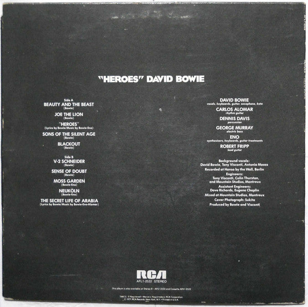 David Bowie : "Heroes" (LP, Album, Bes)