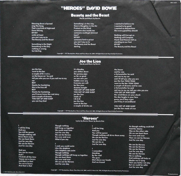 David Bowie : "Heroes" (LP, Album, Bes)