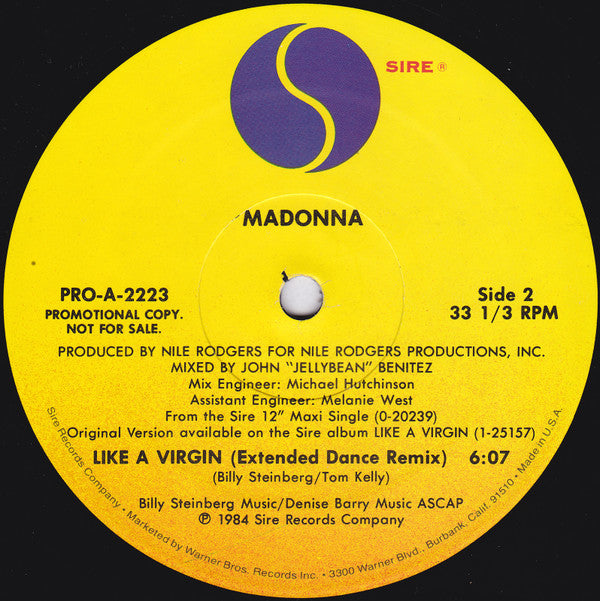 Madonna : Like A Virgin (Extended Dance Remix) (12", Single, Promo)
