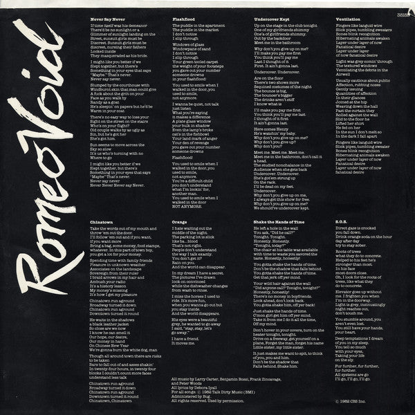 Romeo Void : Benefactor (LP, Album, Ter)