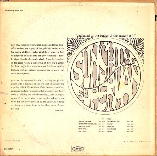 Donovan : Sunshine Superman (LP, Album, Mono, Pit)