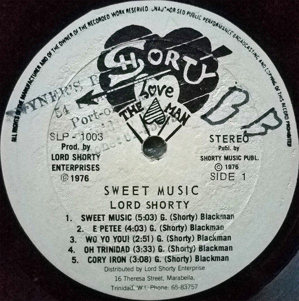 Lord Shorty : Sweet Music (LP, Album)