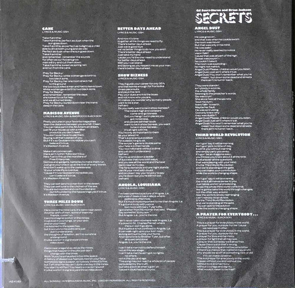 Gil Scott-Heron & Brian Jackson : Secrets (LP, Album, Ter)