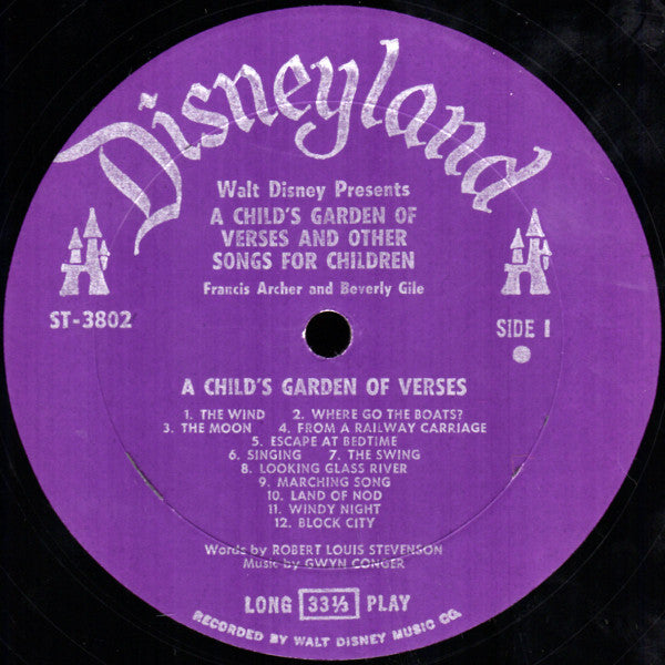 Frances Archer And Beverly Gile : Walt Disney Presents A Child's Garden Of Verses And Other Stories For Children (LP, Album, Mono, Gat)