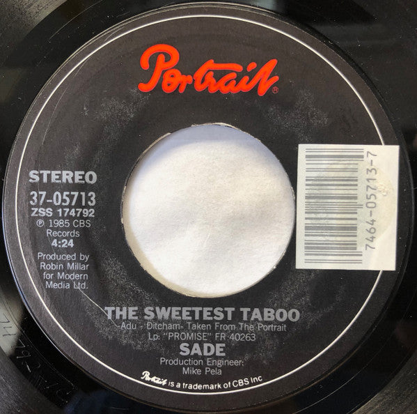 Sade : The Sweetest Taboo (7", Single, Styrene, G p)