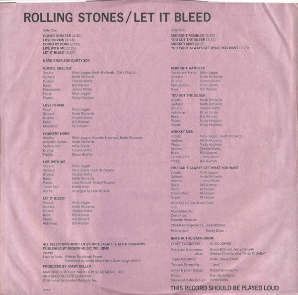 The Rolling Stones : Let It Bleed (LP, Album, Bes)