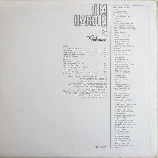 Tim Hardin : Tim Hardin 2 (LP, Album)