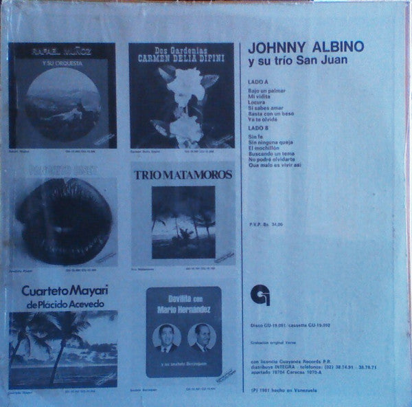 Johnny Albino y Su Trio San Juan : Johnny Albino Y Su Original Trio San Juan (LP, Album)