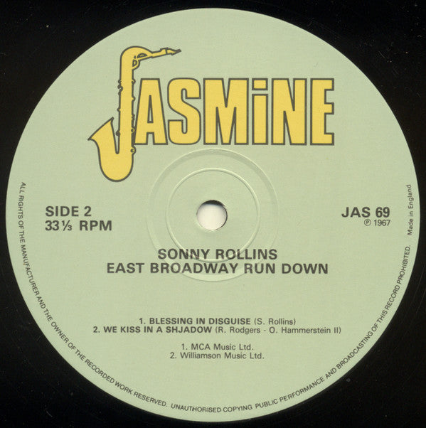 Sonny Rollins : East Broadway Run Down (LP, Album, RE)