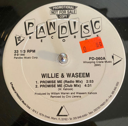 Willie & Waseem : Promise Me (12", Promo)