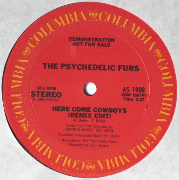 The Psychedelic Furs : Here Come Cowboys (12", Single, Promo)